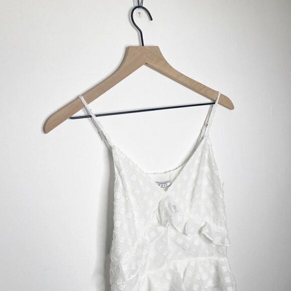 Senlis Cora Ruffled Sleeveless Mini Dress White Diamond Fil Coupe Size XS NEW - Picture 4 of 8